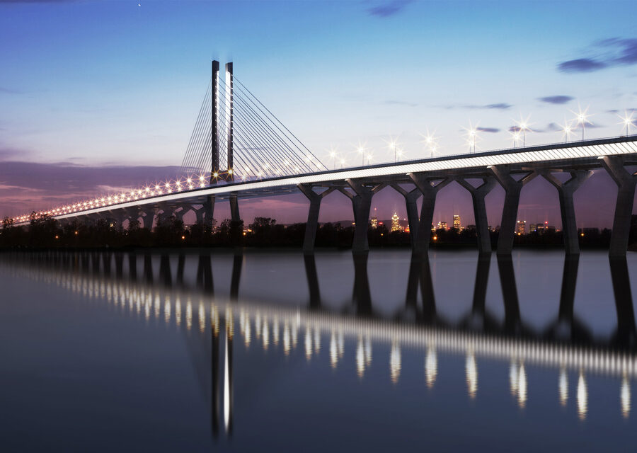 An Expansion Joint Seal for an Iconic New Bridge. Bridge with concrete arches spanning a river.